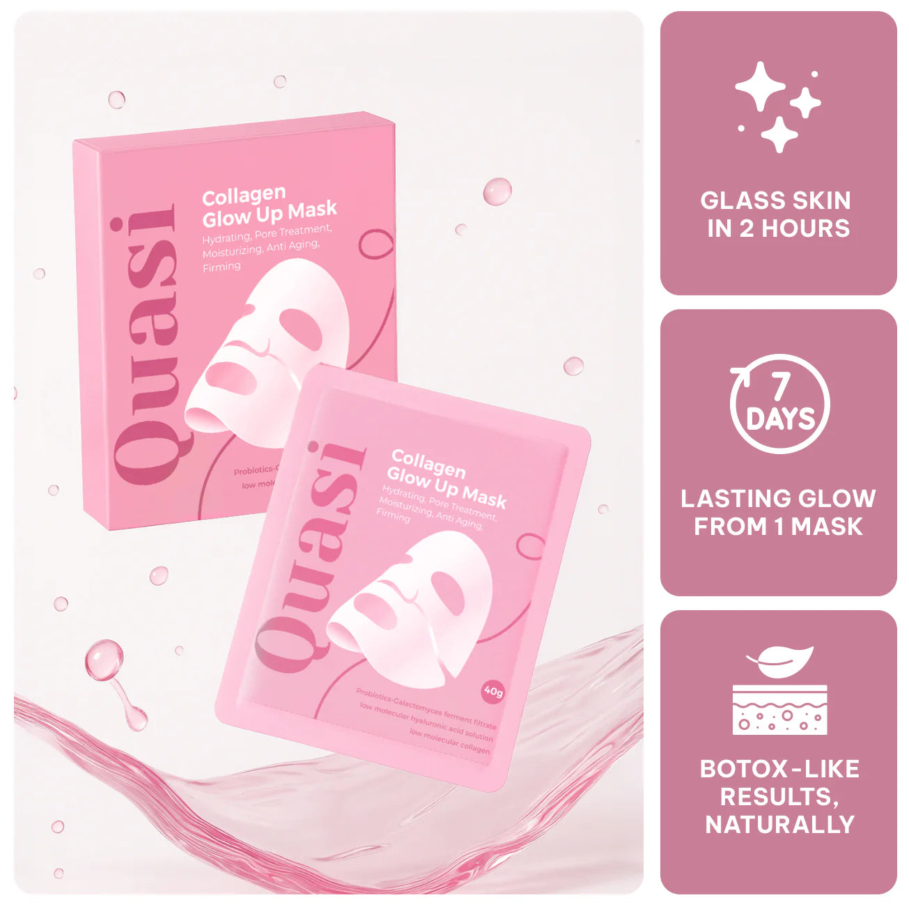 AquaGlow: Mascarilla de Colageno Gelatina Coreana